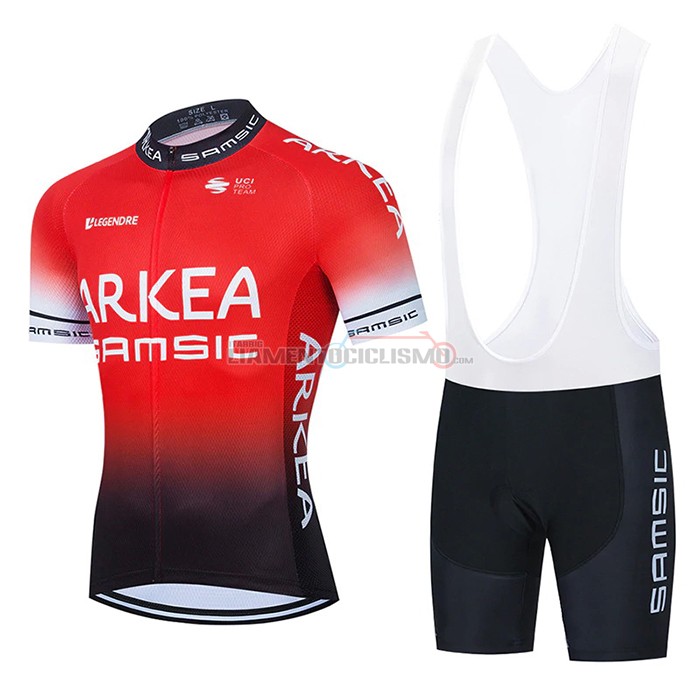 Abbigliamento Ciclismo Arkea Samsic Manica Corta 2021 Rosso Nero